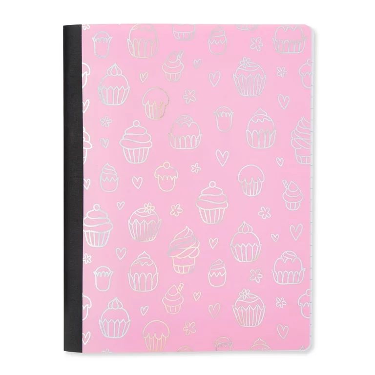 Pen+Gear Poly Wide Ruled Composition Book, 7.5" x 9.75", Pink Foiled Cupcakes, 80 Sheets | Walmart (US)