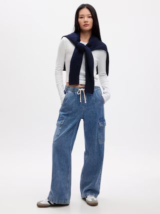 High Rise Wide-Leg Pull-On Jeans with Washwell | Gap Factory