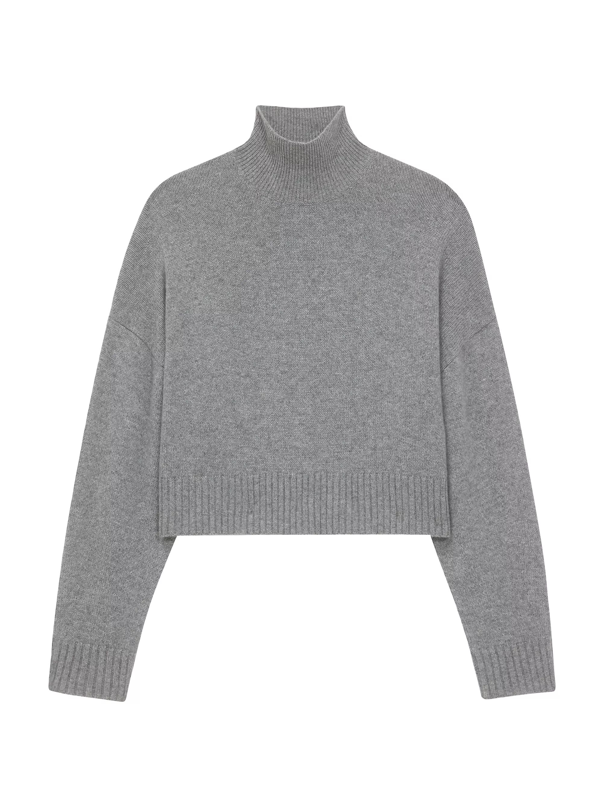 Cashmere Rib-Knit Cropped Turtleneck Sweater | Saks Fifth Avenue