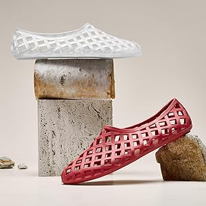 HEVA Women's Jelly Mesh Flats Breathable Clear Hollow Shoes Summer Beach Jellies Ballet Sandals | Amazon (US)