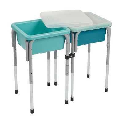 ECR4Kids 2-Station Sand and Water Adjustable Height Table, Sensory Bins, Seafoam/Turquoise | Target