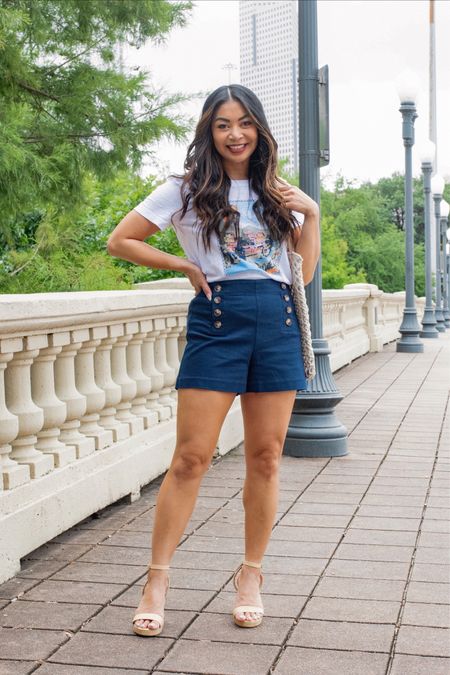Manifesting a Europe trip with this graphic tee from Loft ☺️ and how cute are these sailor shorts?! Wearing a 4 petite 

Summer style, summer outfit, summer shorts, Loft style

#LTKSeasonal #LTKstyletip