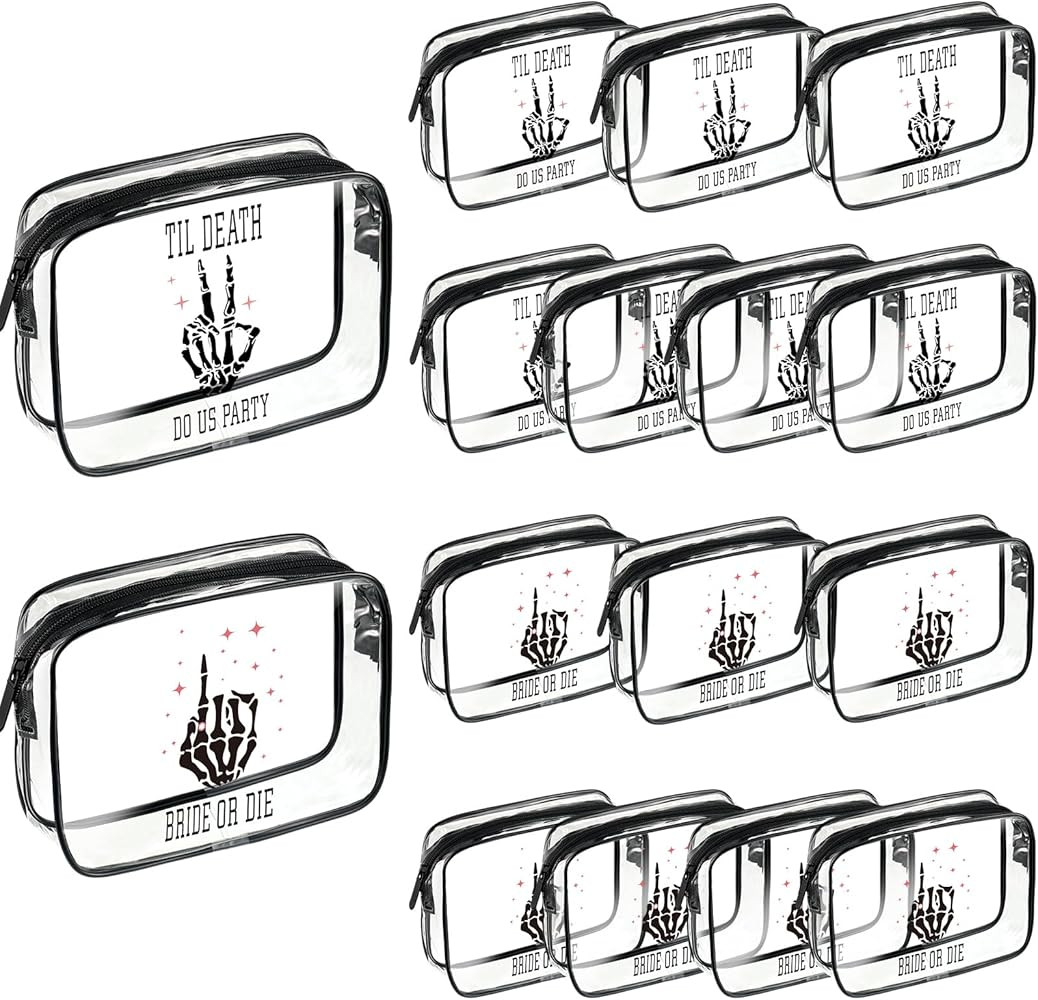 16 Pcs Bride or Die Bachelorette Party Cosmetics Bag Til Death Do Us Party Favoe Bag with Zipper ... | Amazon (US)