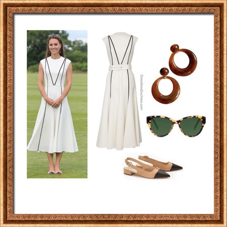 Kate Middleton polo look in Emilia Wickstead 
Reformation dress lookalike 