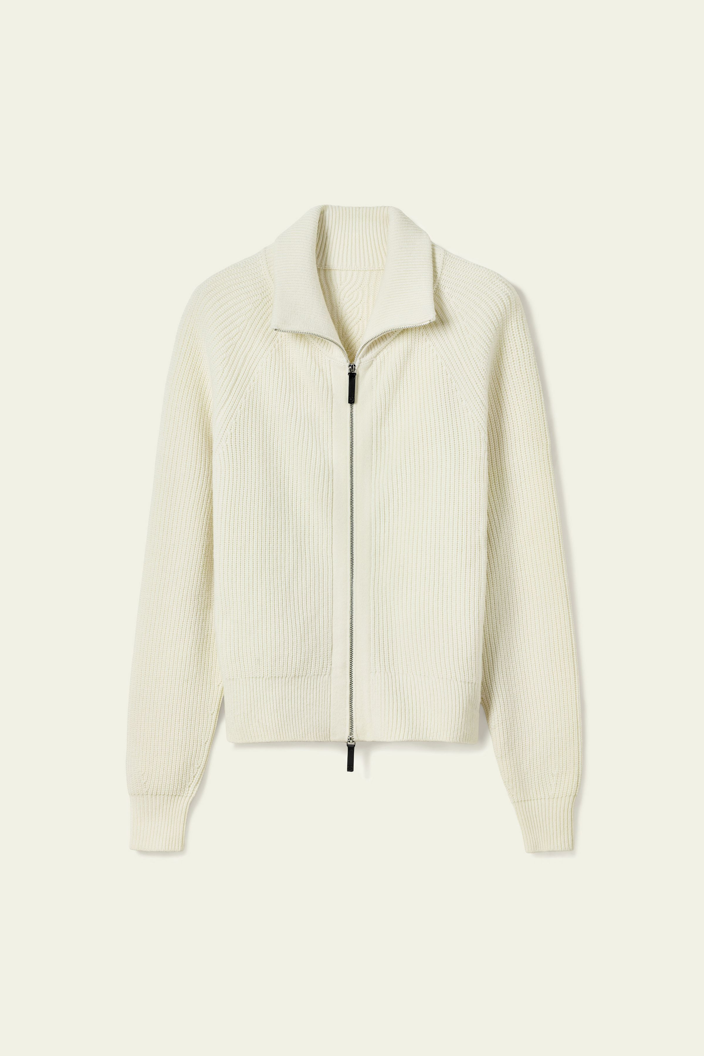 Ribbed-knit Turtleneck Zip Cardigan | LILYSILK