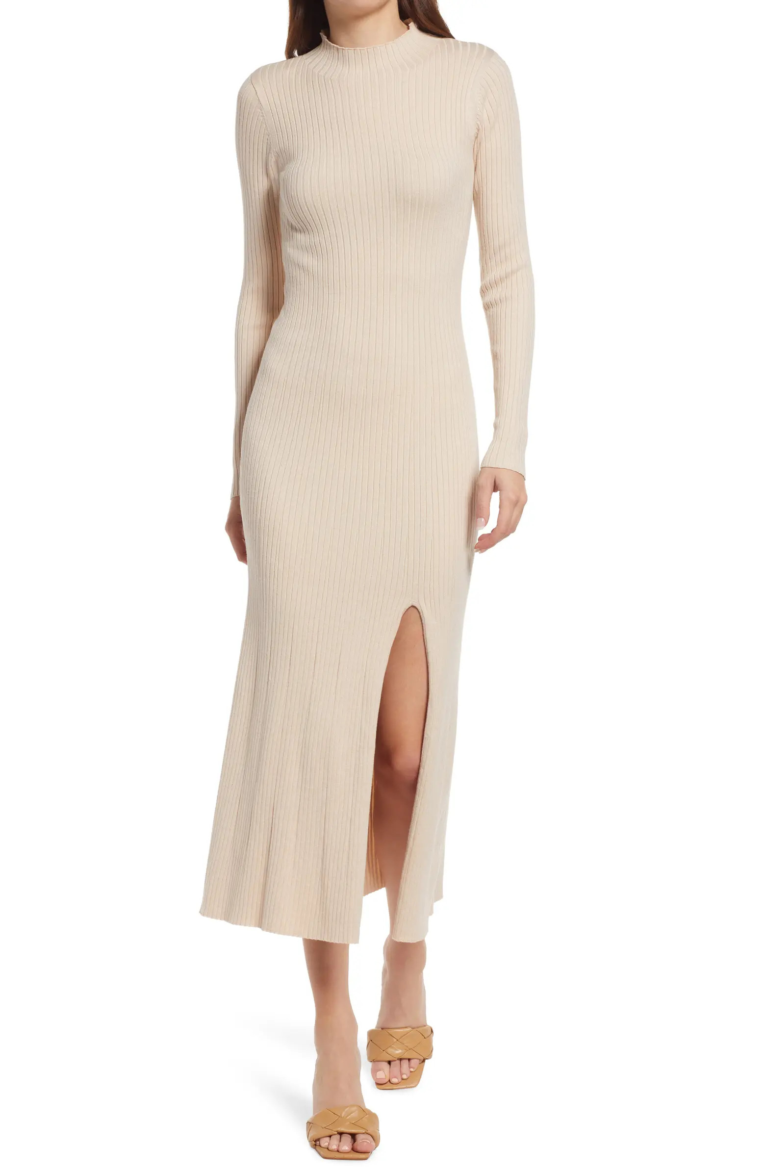 Long Sleeve Side Slit Sweater Dress | Nordstrom