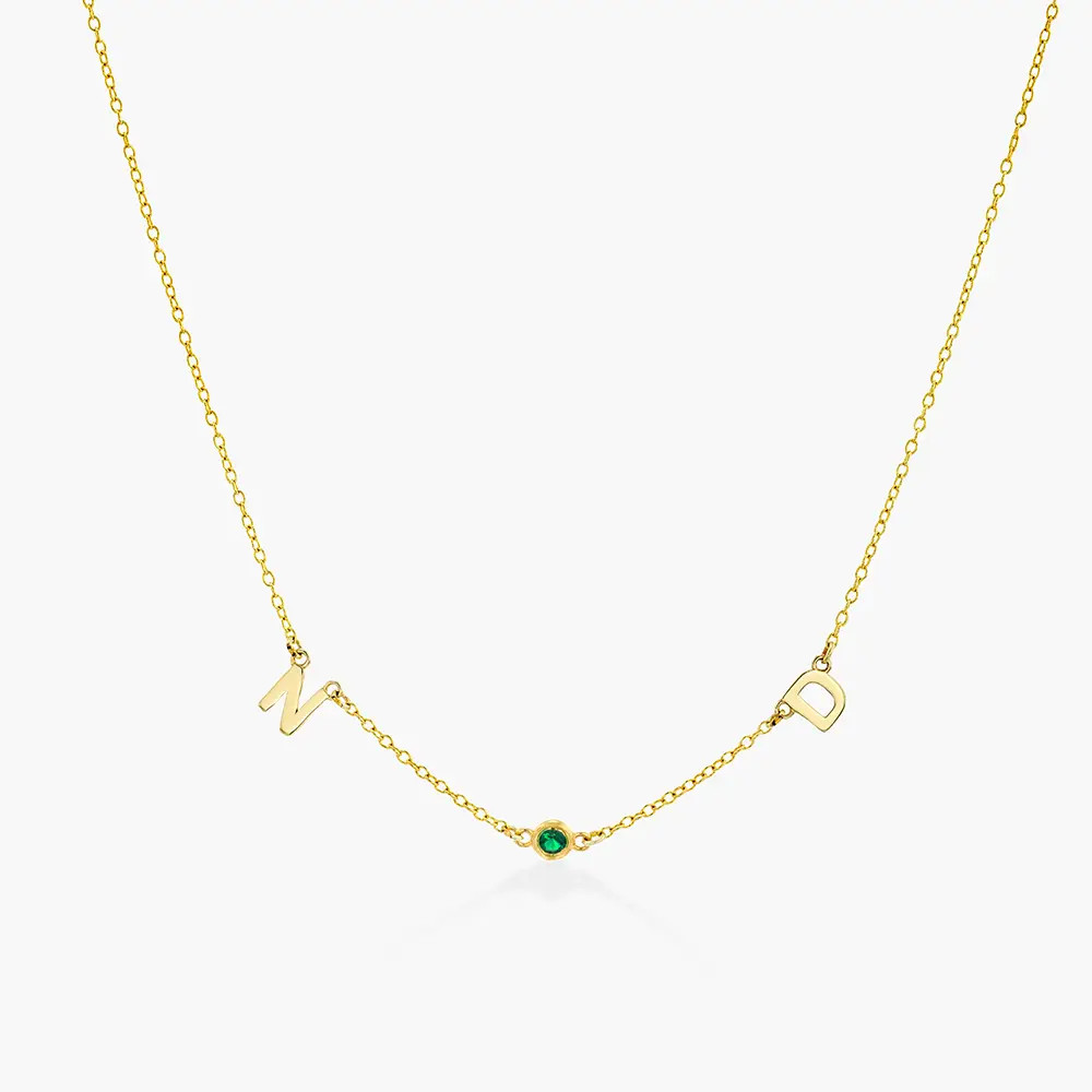Inez Initial Necklace With Gemstones  - Gold Vermeil | Oak & Luna (US)