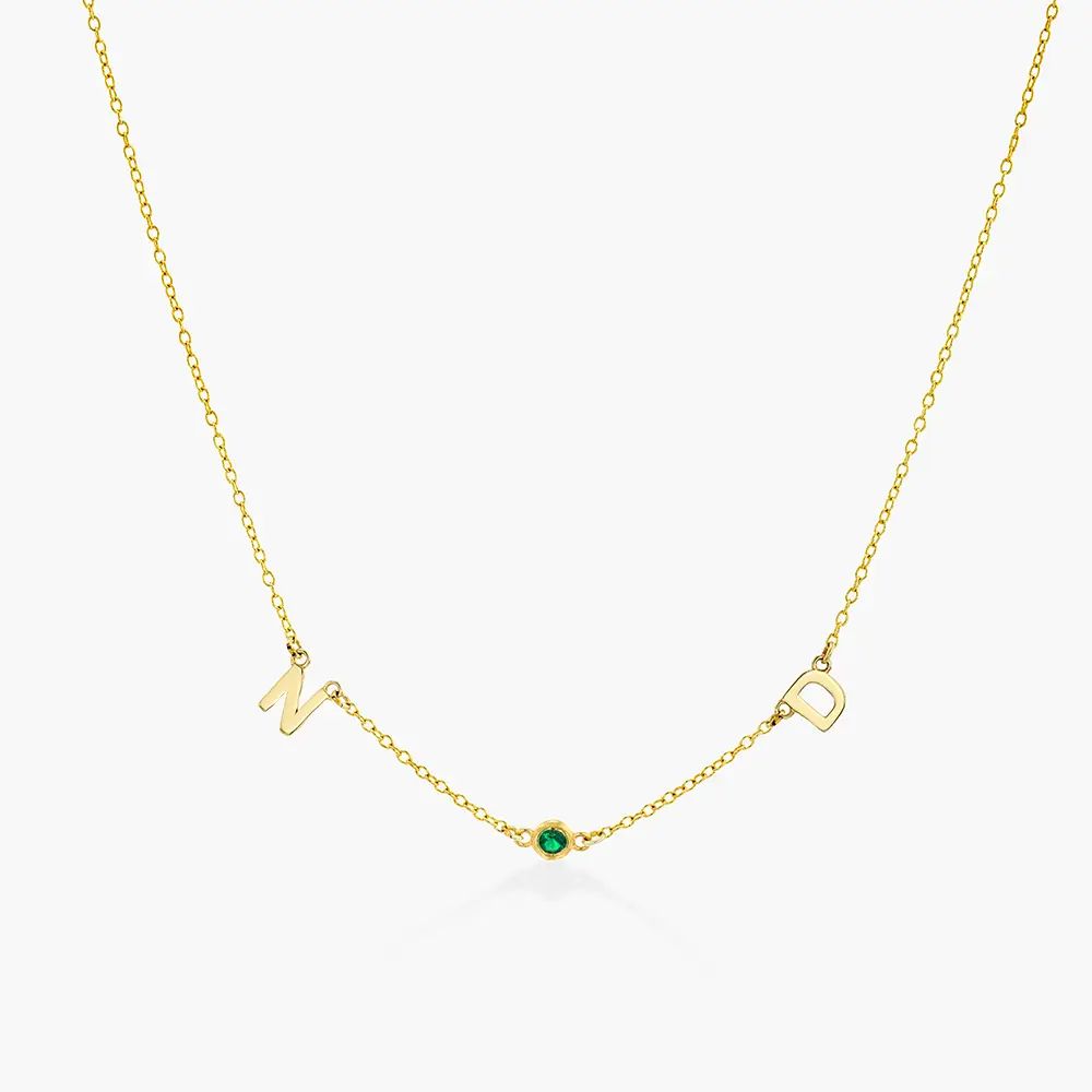 Inez Initial Necklace With Gemstones  - Gold Vermeil | Oak & Luna (US)
