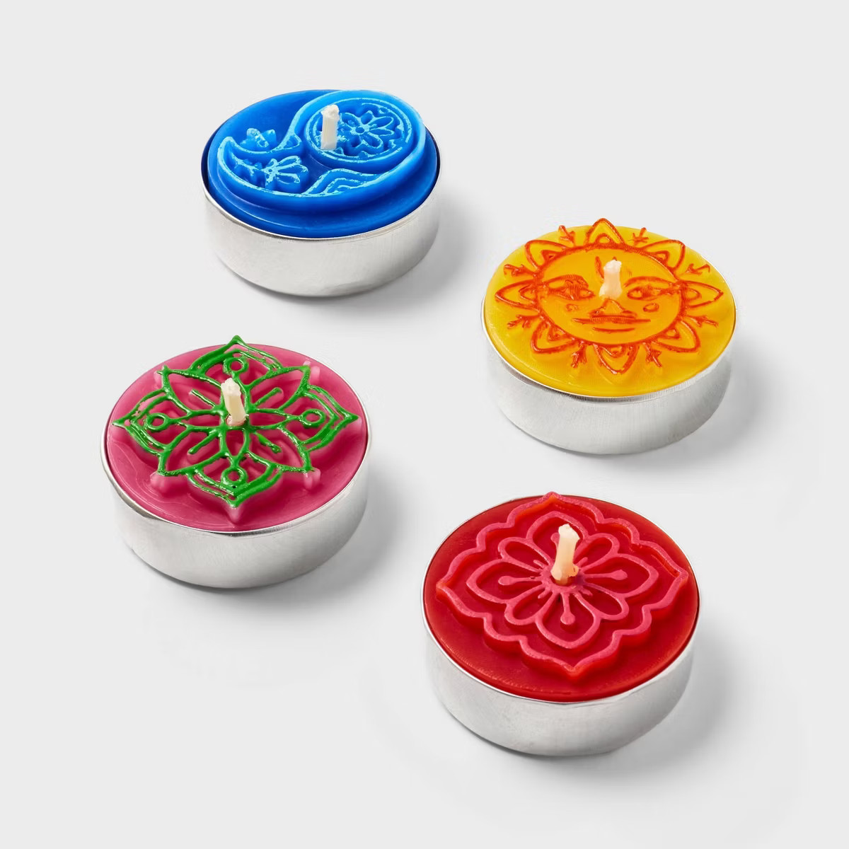 12pk Colored Decorative Tealights with Accent Color | Target