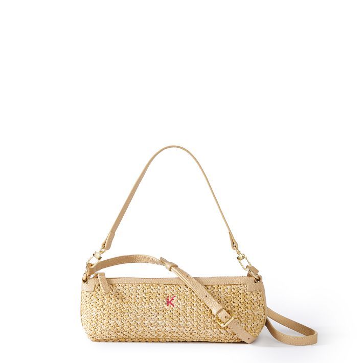 Raffia and Leather Baguette Bag | Mark and Graham