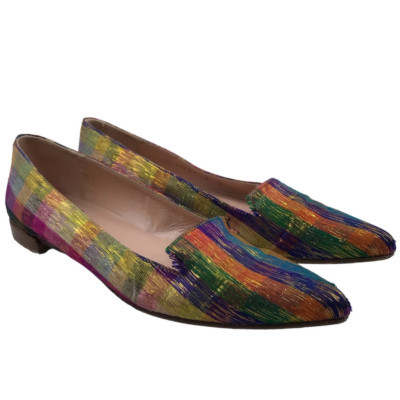 Stuart Weitzman Multicolored Gold Pointed Toe Block Heel Flat Low Pump Size 6M | eBay | eBay US