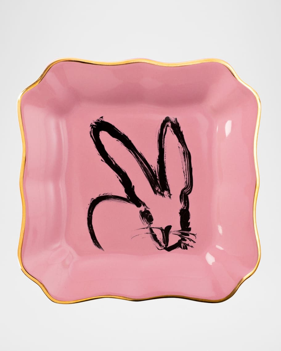 Hunt Slonem Portrait Plate with Gold Rim - Pink | Neiman Marcus