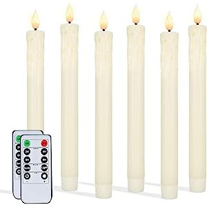5PLOTS 9 Inch Wax Flameless Taper Candles with Moving Wick and Timers, Battery Operated Flickerin... | Amazon (US)