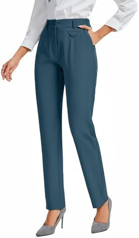 FUNYYZO Women's Stretch Business Work Pants with Pockets Wear to Work Casual Suitpants Long Strai... | Amazon (US)