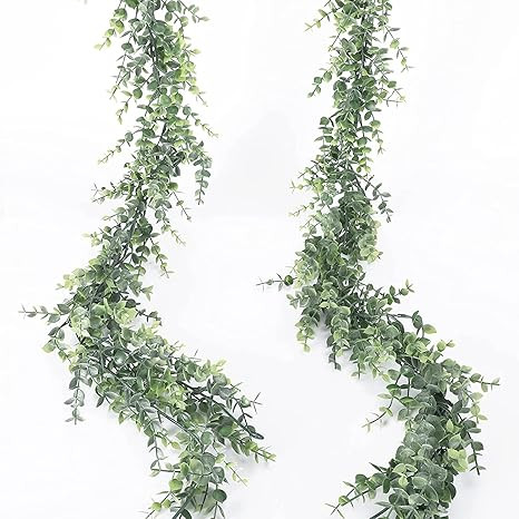 COCOBOO 2 Pack Artificial Eucalyptus Garland, Artificial Vines Faux Eucalyptus Greenery Garland W... | Amazon (US)