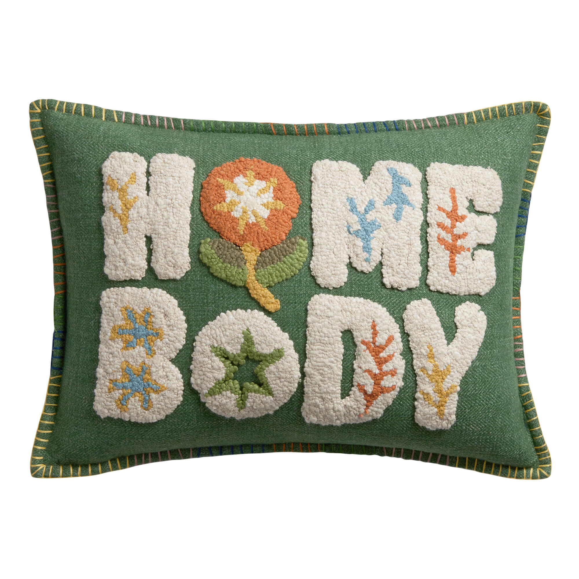 Green Tufted Homebody Lumbar Pillow | World Market