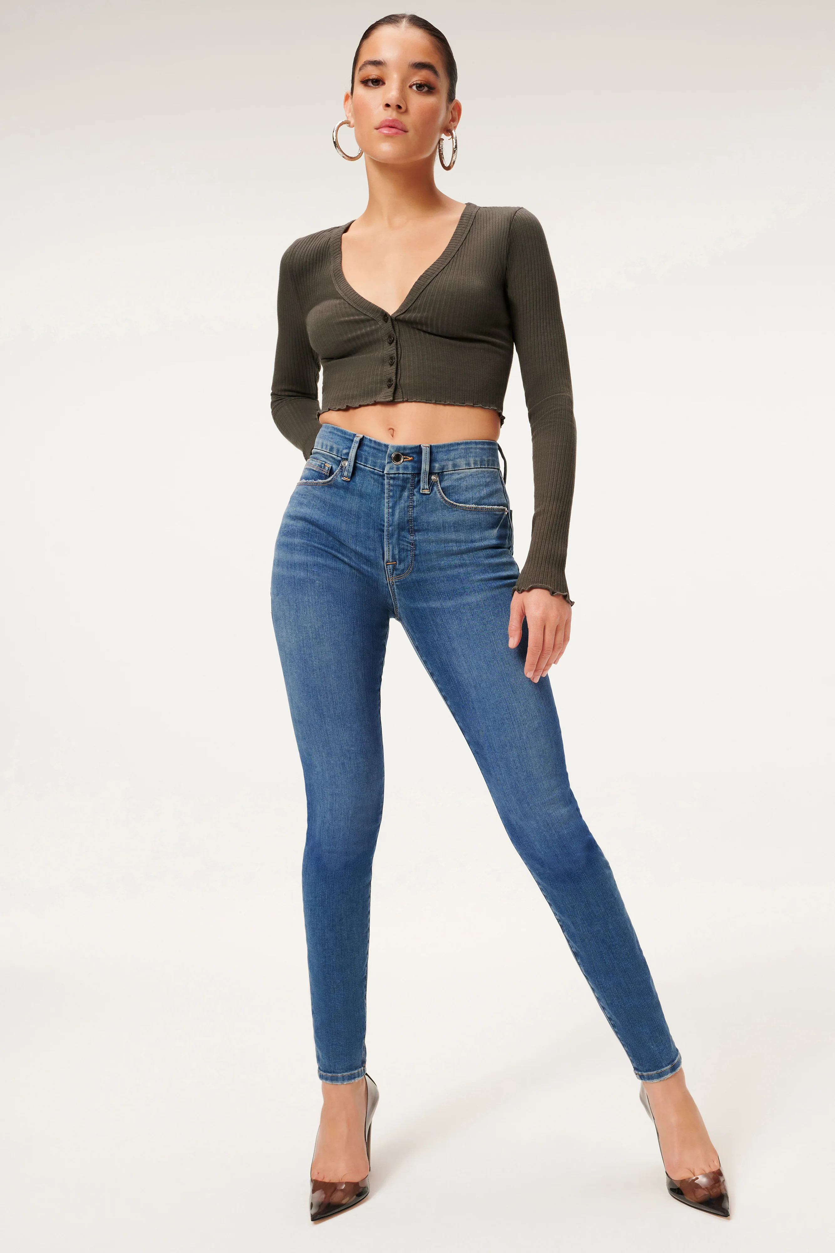 GOOD WAIST W/ NATURAL FRAY HEM | BLUE851 | Good American