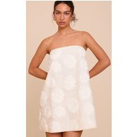 Cream Shell Texture Bandeau Mini Shift Dress | PrettyLittleThing US