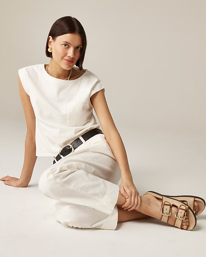 New Colbie wide-strap buckle sandals in faux raffia | J. Crew US