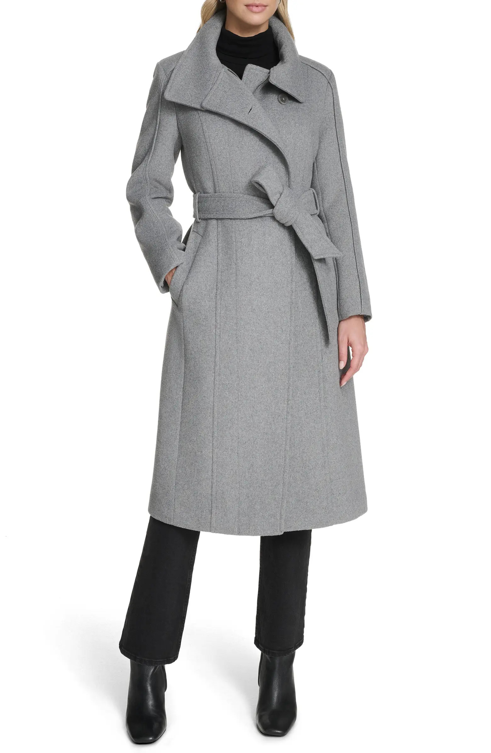 Slick Asymmetric Zip Wool Blend Coat | Nordstrom
