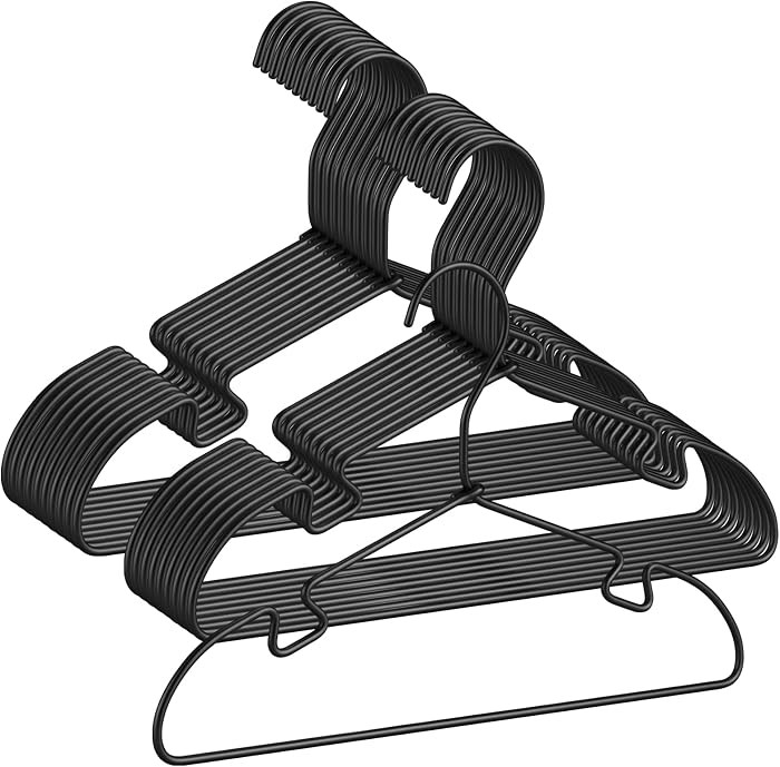AmazonBasics 20 Pack Black Aluminum Space-Saving Kids Hangers, 12.6-Inch Sturdy Metal Hangers for... | Amazon (US)