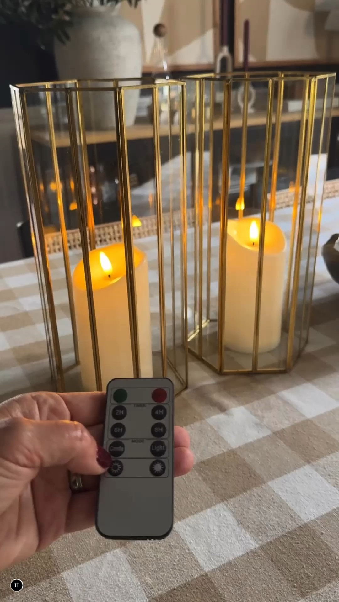 Battery powered candles with flickering flame that add worry-free ambiance to a centerpiece. They’re also waterproof ✨ so if you need candles for outdoor lanterns, these are a great solution 💡 Available in multiple sizes. Mine are 3”w x 6” high. 

#LTKStyleTip #LTKHome #LTKVideo