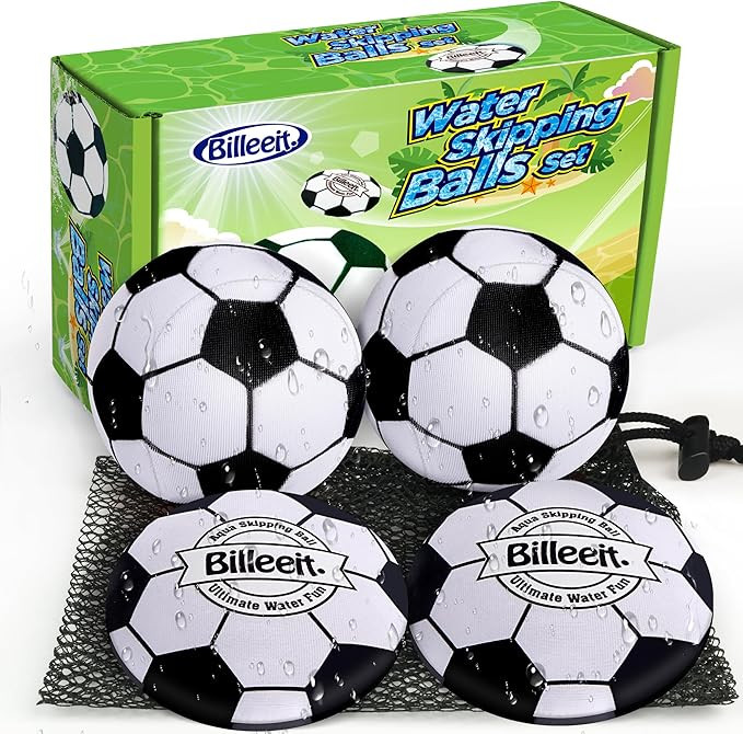 4Pcs Water Skipping Balls for Pool Play, Water Pool Beach Swim Toys for Kids Ages 4-8, 8-12 and A... | Amazon (US)