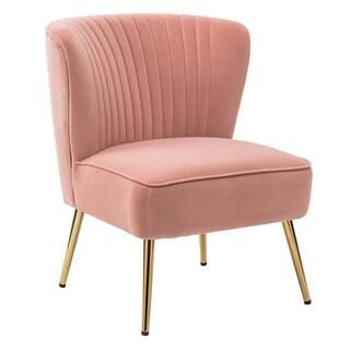 JAYDEN CREATION Monica Pink GoLd Legs Velvet Side Chair-CHMJM002-PINK - The Home Depot | The Home Depot