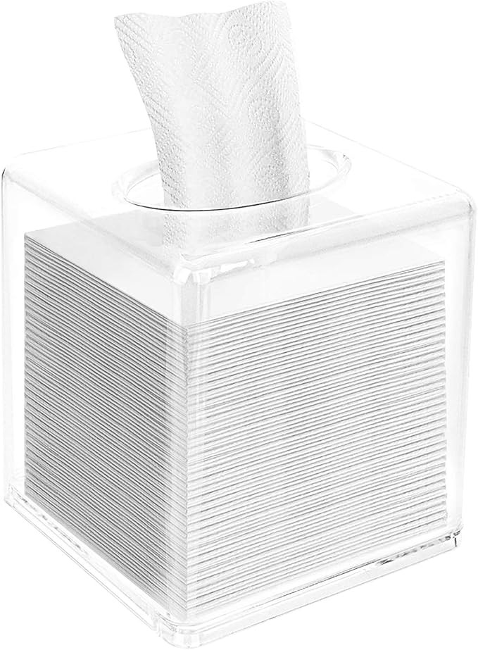dedoot Tissue Box Holder, Acrylic Square Tissue Dispenser Box with Cover Clear Napkin Paper Organ... | Amazon (US)