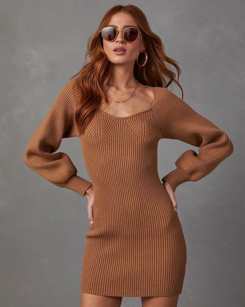 Veronika Scoop Neck Mini Sweater Dress | VICI Collection