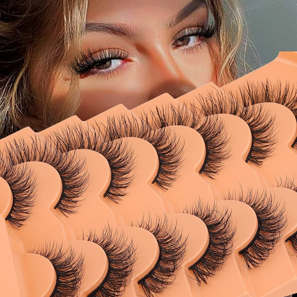 Mink Lashes Natural Look False Eyelashes Wispy Flat Eyelashes Fluffy Wispies False Lashes That Lo... | Amazon (US)