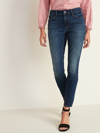 Mid-Rise Dark-Wash Pop Icon Skinny Jeans for Women | Old Navy (US)