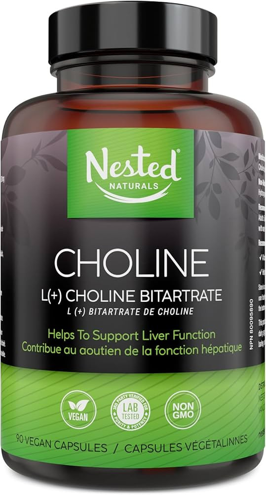 Nested Naturals Choline Bitartrate 500mg | High Potency Choline Supplements | Supports Cognitive ... | Amazon (US)
