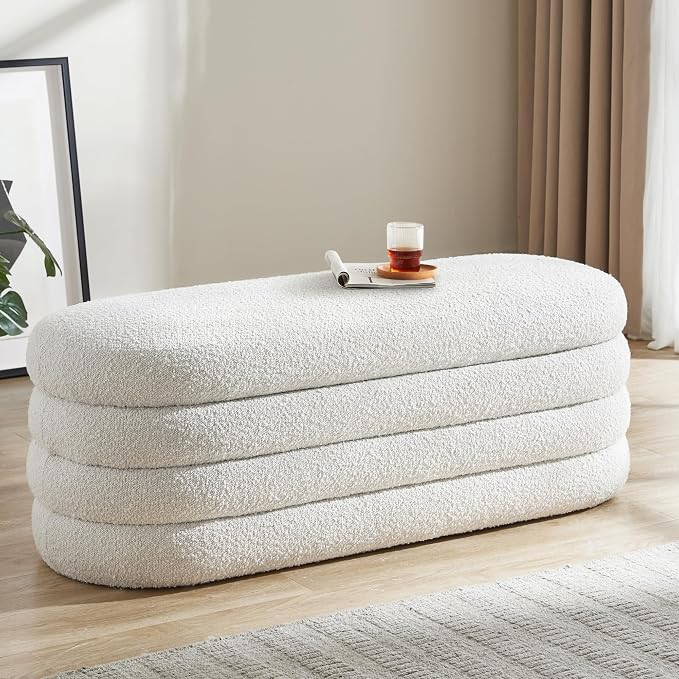 BFD Storage Ottoman Bench 49.2 Inch Upholstered Fabric End of Bed Storage Bench Aesthetic Large F... | Amazon (US)