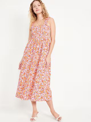 Fit &amp; Flare Smocked Midi Dress | Old Navy (US)