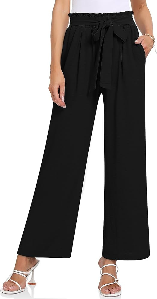 TARSE Dress Pants Women High Waisted Wide Leg Lounge Pants Business Casual Work Pants with Pocket... | Amazon (US)