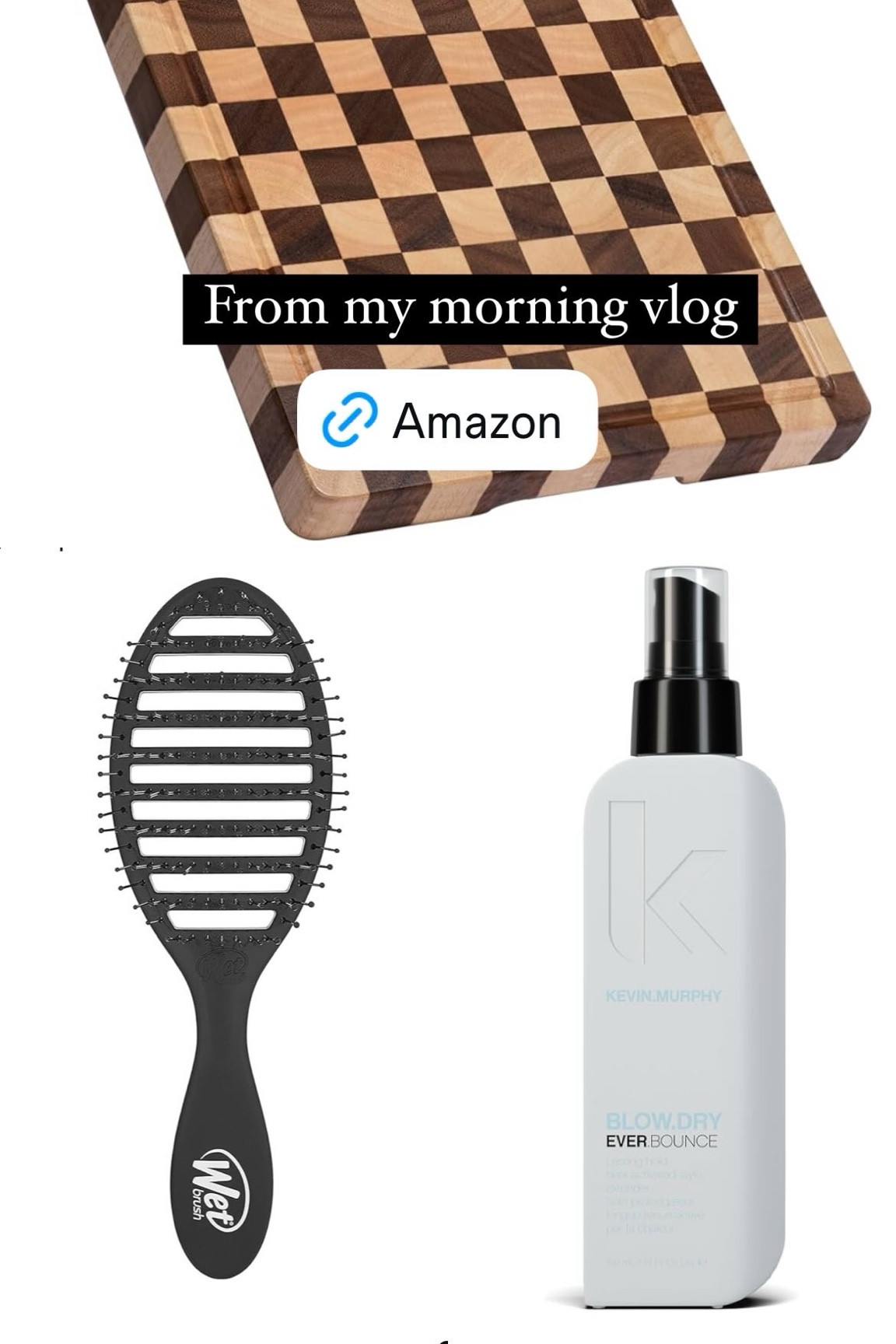 Amazon finds from my morning vlog! Checkered cutting board, wet brush detangling brush, blowout spray, hair products, traditional kitchen. 

#LTKHome #LTKFindsUnder50