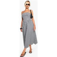 Womens Gingham Ruched Bust Detail Midaxi Dress - Black - 10 | boohoo (US & Canada)