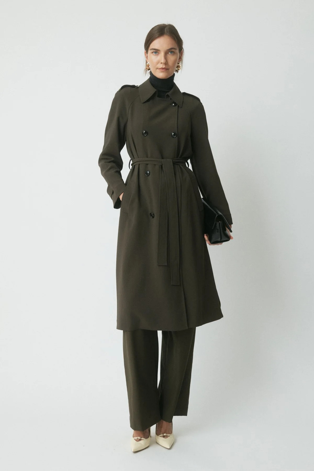 Fynn Trench Coat - Dark Olive | Perri Cutten