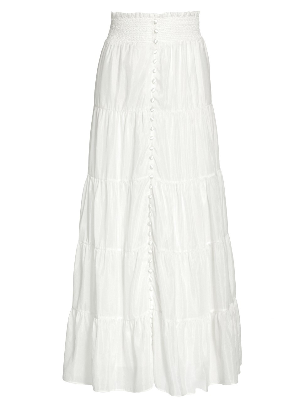 Women's Aisha Tiered Button Front Midi Skirt - Off White - Size Medium | Saks Fifth Avenue