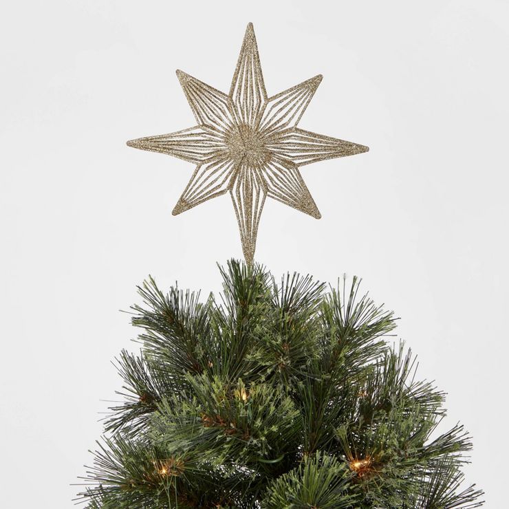 10.5in Unlit Glitter Wire Bethlehem Star Tree Topper Gold - Wondershop&#8482; | Target
