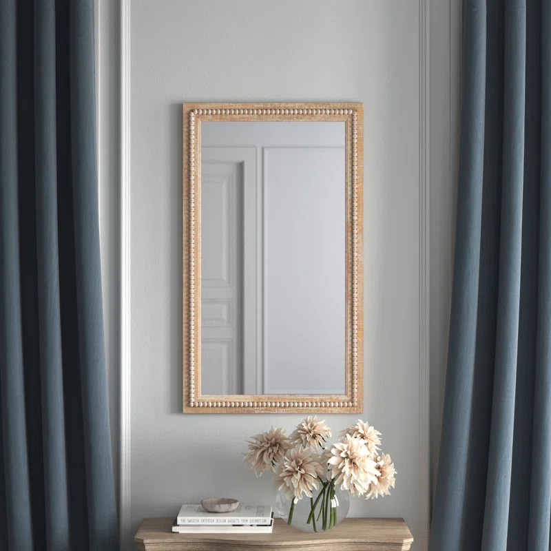 Elle Wood Distressed Wall Mirror with Beaded Detailing | Wayfair North America