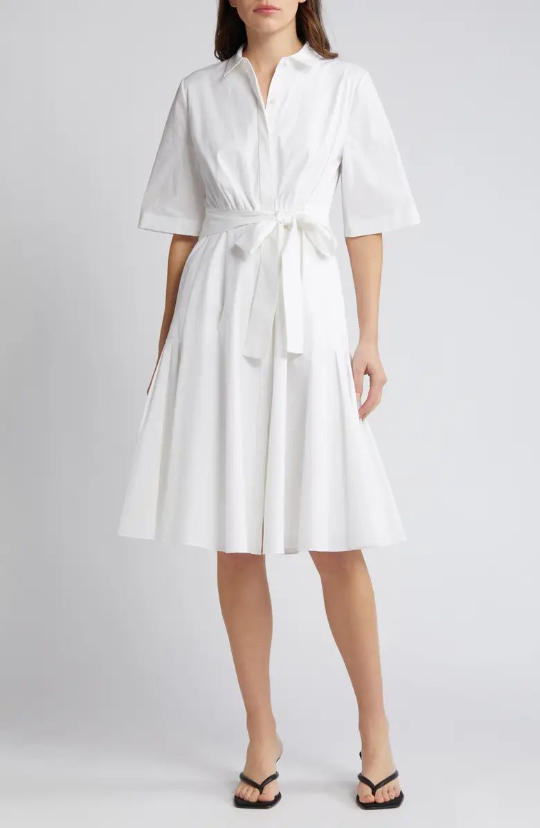 Tiffany Ruffle Hem Tie Waist Shirtdress | Nordstrom