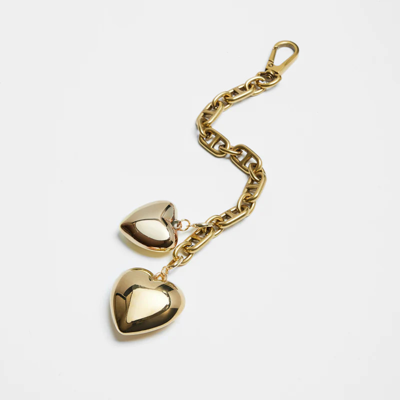 Double Big Puffy Heart Chain Bag Charm | Parker Thatch