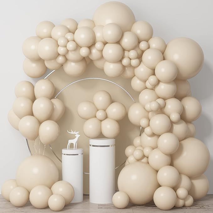 White Sand Balloons Beige Latex Balloon 5 10 12 18inch Different Sizes 103pcs Cream Nude Neutral ... | Amazon (US)