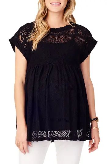 Women's Ingrid & Isabel Lace Maternity Swing Top, Size X-Small - Black | Nordstrom
