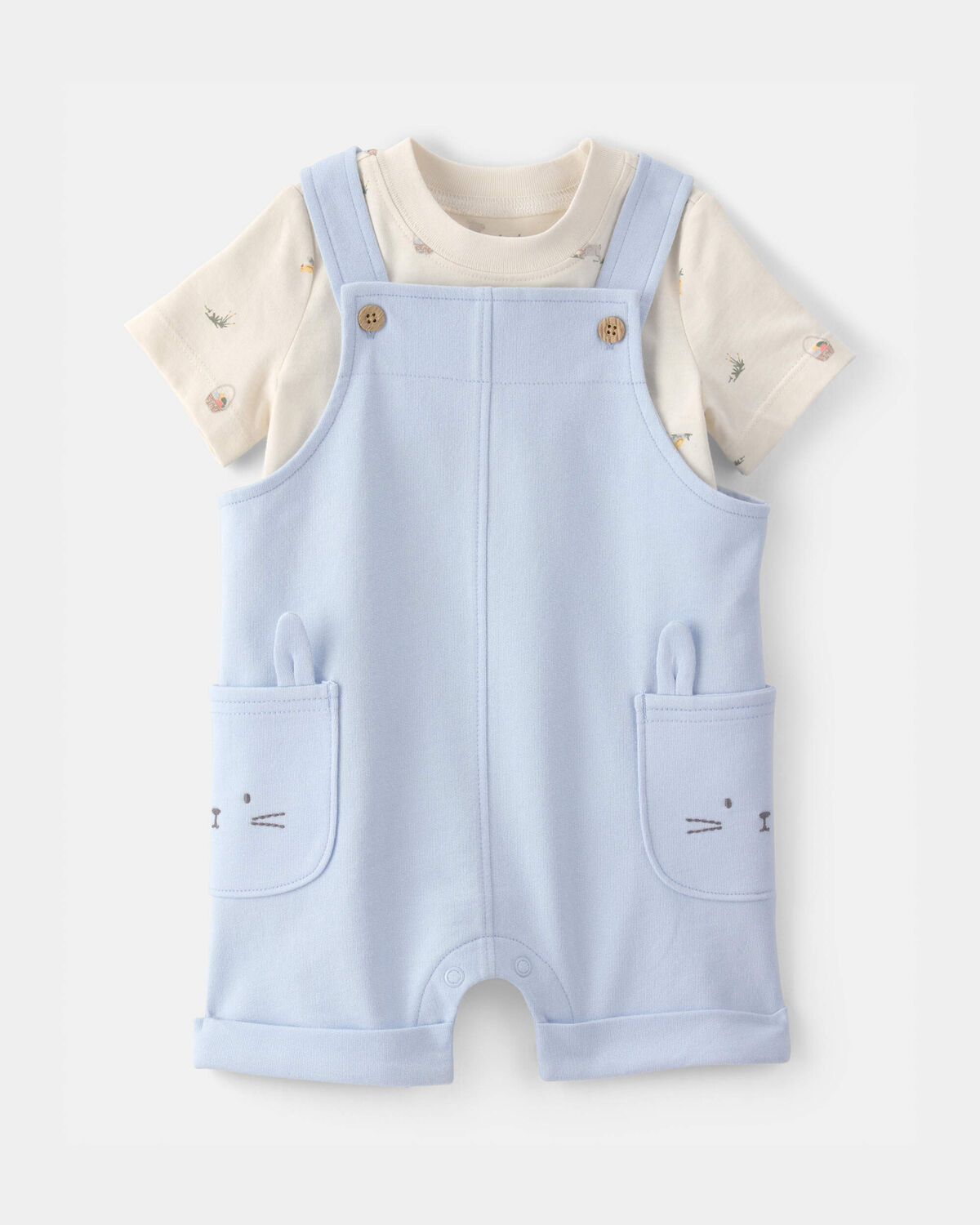 Baby Boy 2-Piece Easter Bunny Shortall Set - Blue/Cream | Carter's Inc
