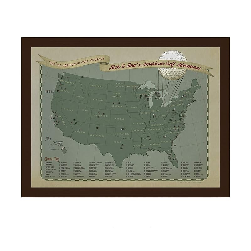 Top 100 US Golf Courses Personalized Push Pin Travel Map | Amazon (US)
