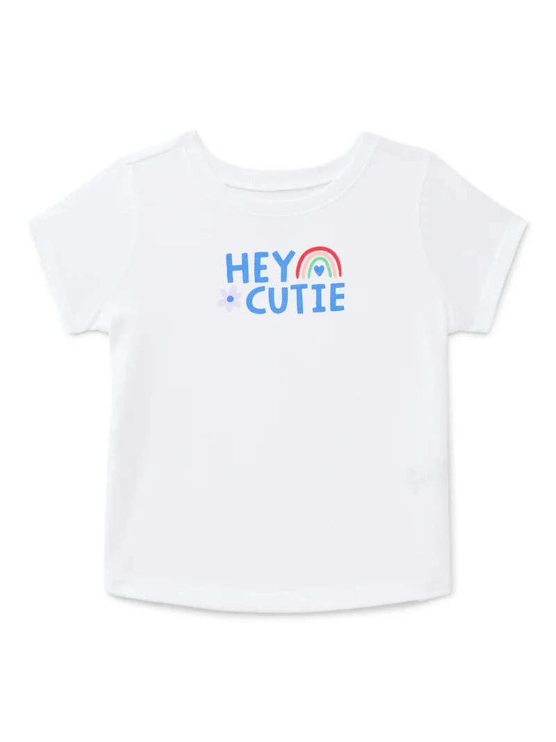 Wonder Nation Baby Girls Crewneck Tee with Short Sleeves, Sizes 0/3M-24M | Walmart (US)