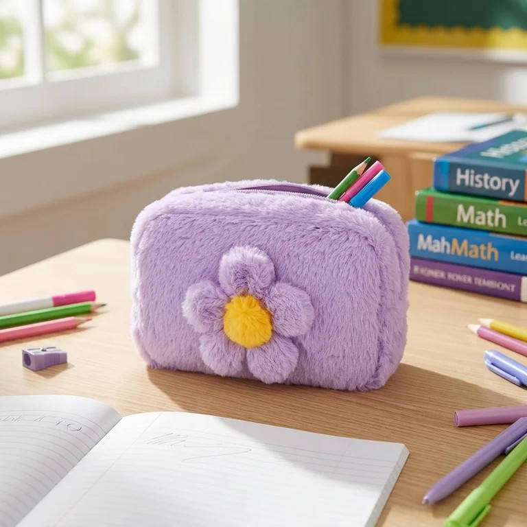 Pen + Gear Fask Fur Flower Pencil Pouch, Purple, Educational Level: Perfect for Students of All A... | Walmart (US)